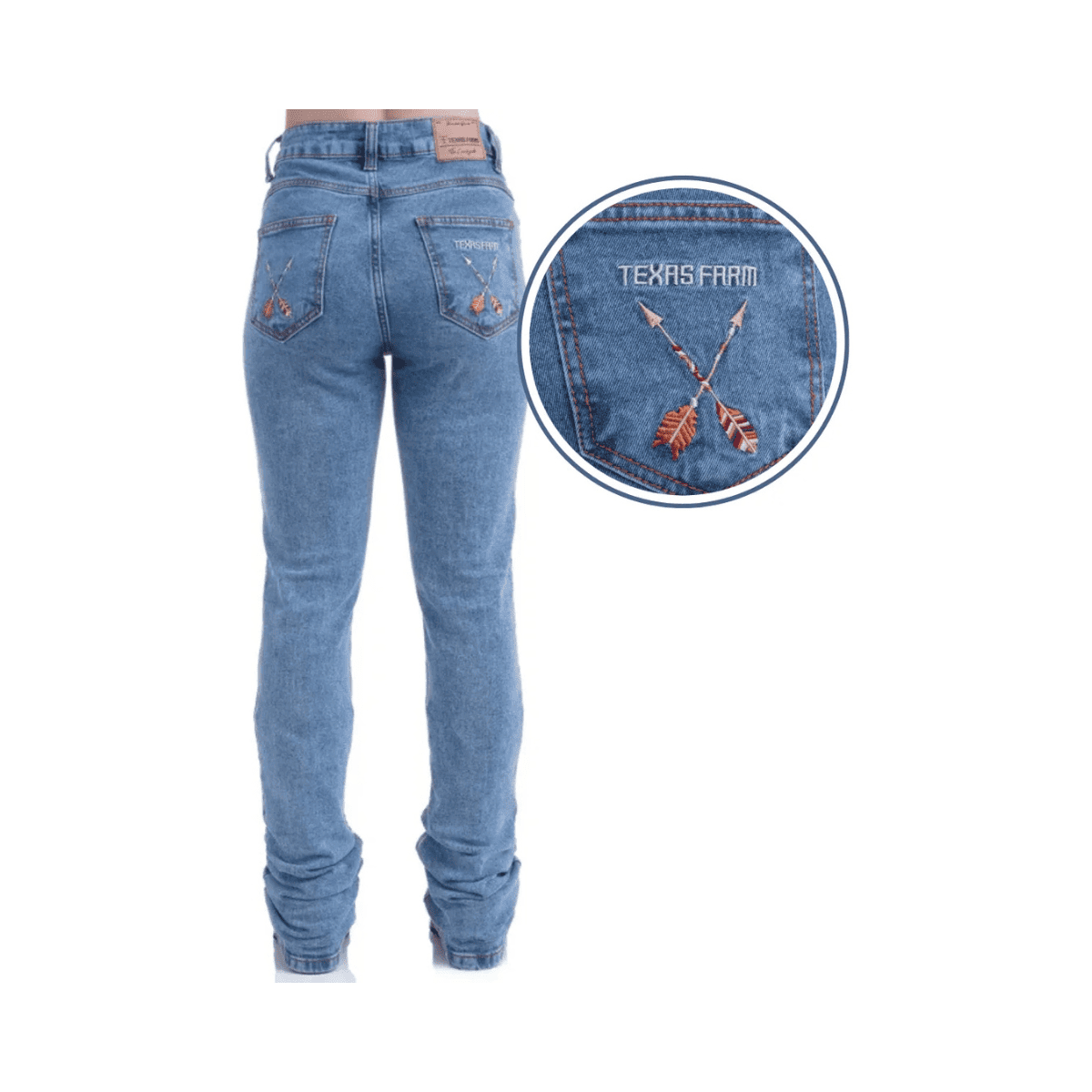 Calça Jeans Bordada Texas Farm Vitality Umber