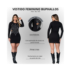 Vestido Feminino Buphallos Preto Manga Longa