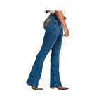 Calça Buphallos Feminina Jeans Azul com Cinto e Bordados