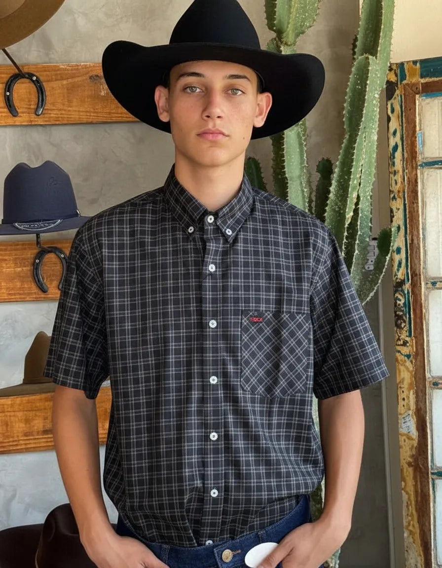 Camisa Social Xadrez Masculina Manga Curta Texas Edition