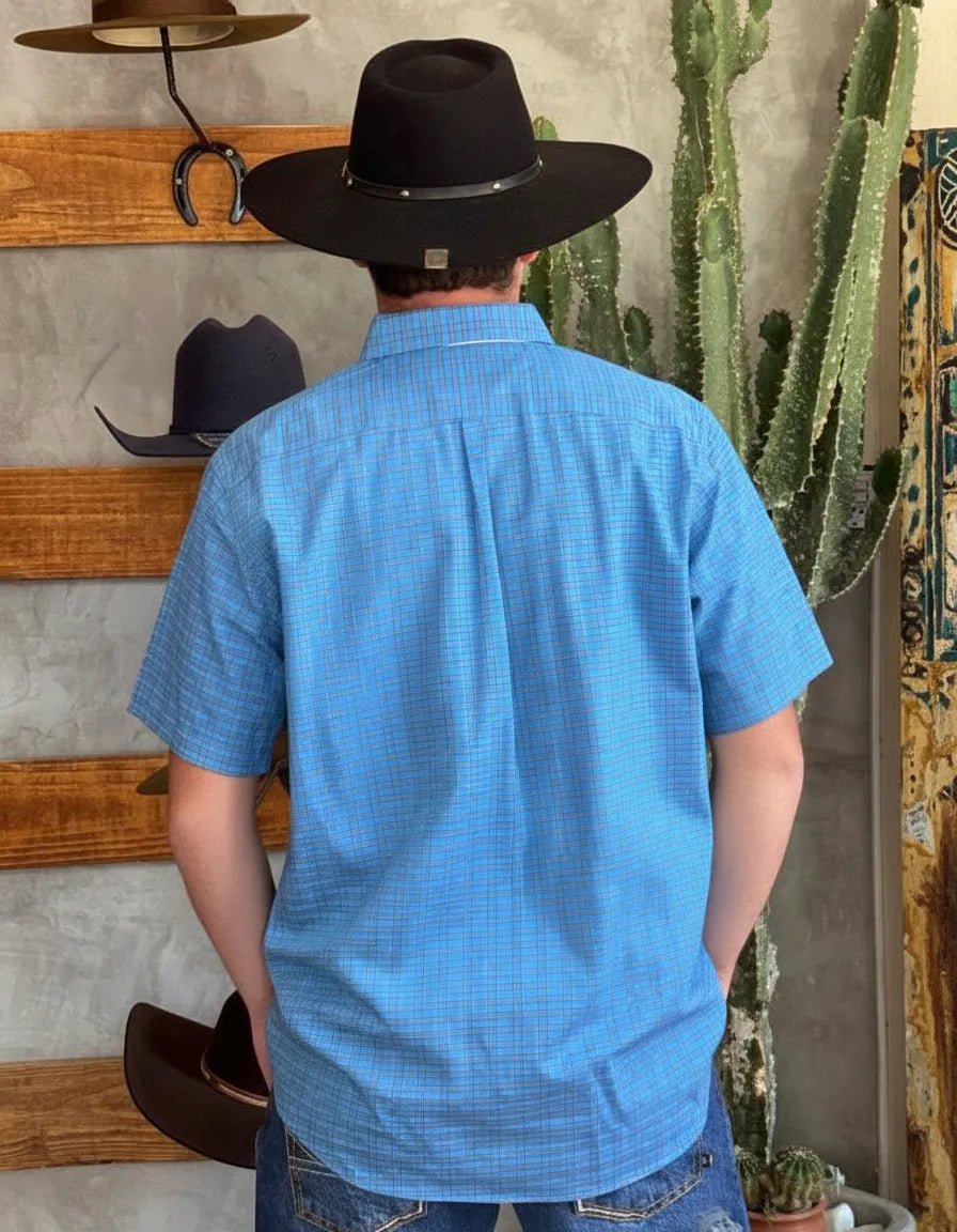 Camisa Social Xadrez Manga Curta Masculina Texas Farm