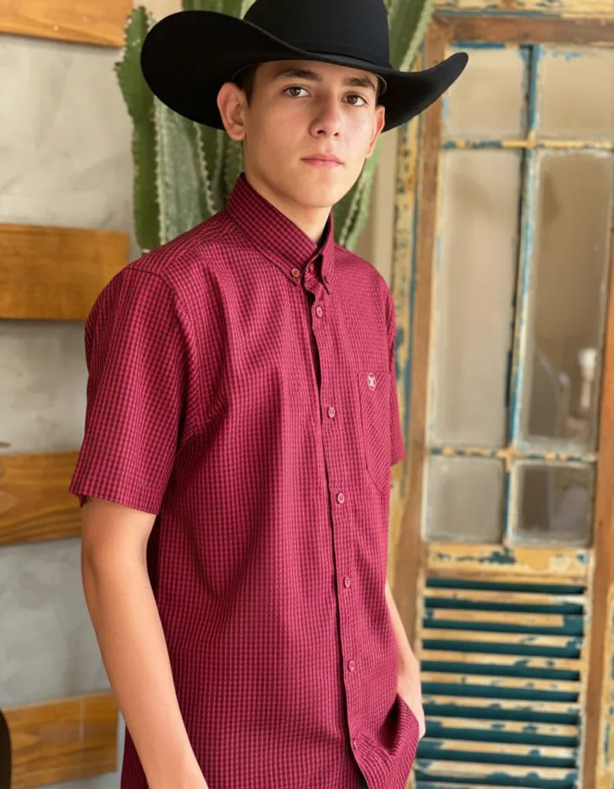 Camisa Social Xadrez Manga Curta Masculina Texas Brasil