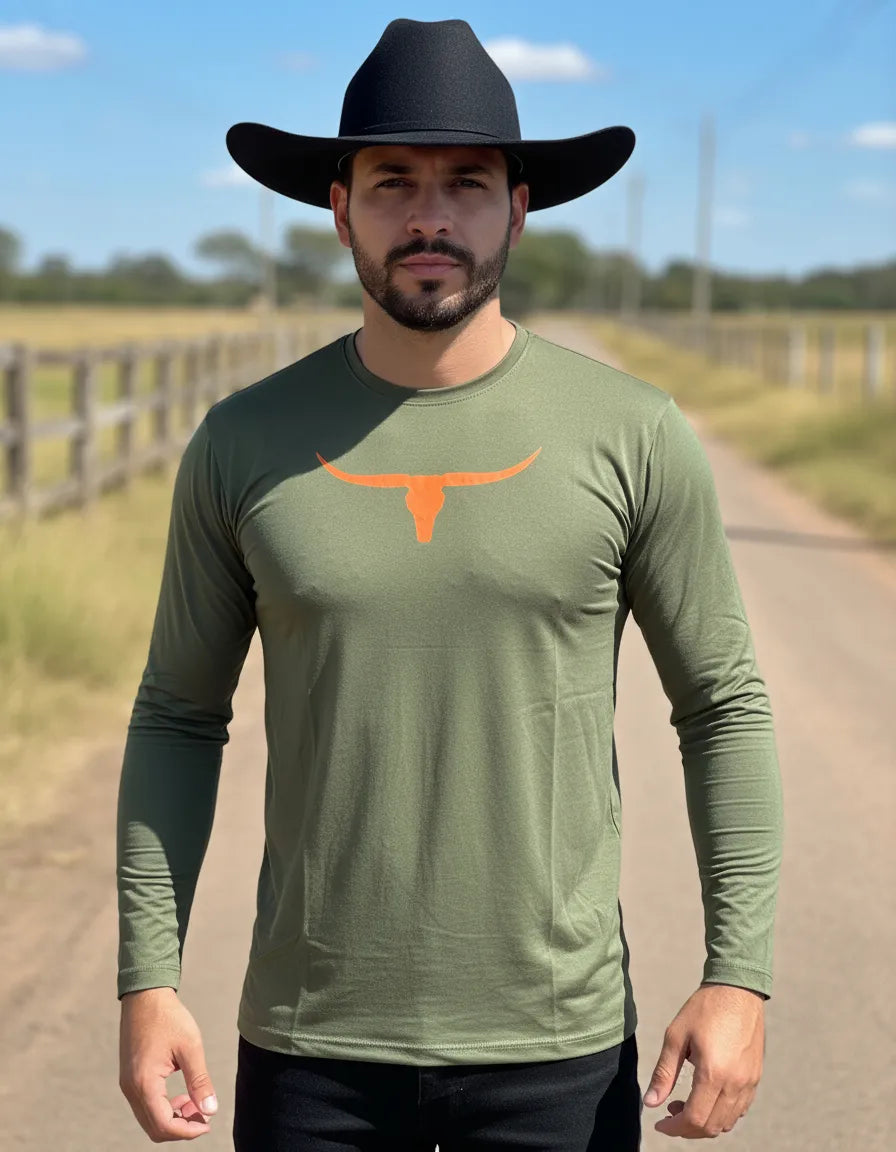 Camiseta Masculina UV Logo Os Moiadeiros Manga Longa