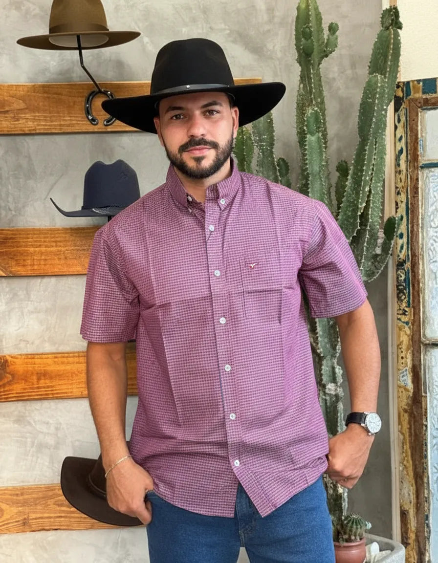 Camisa Social Xadrez Masculina Manga Curta Texas Edition