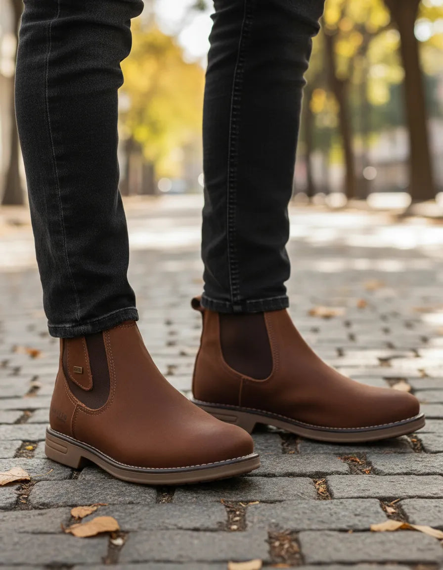 Botina Bretao Marrom Couro Nobuck