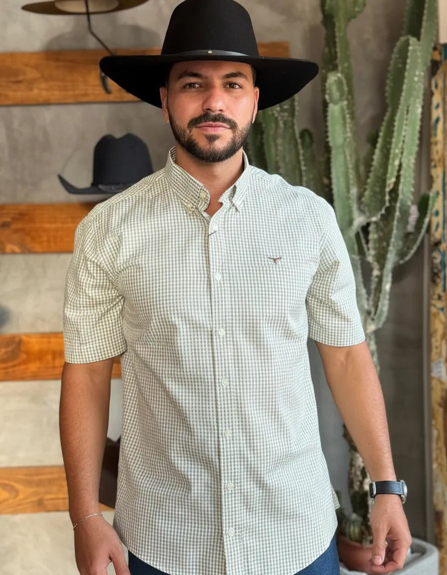 Camisa Social Xadrez Manga Curta Masculina Moiadeiros