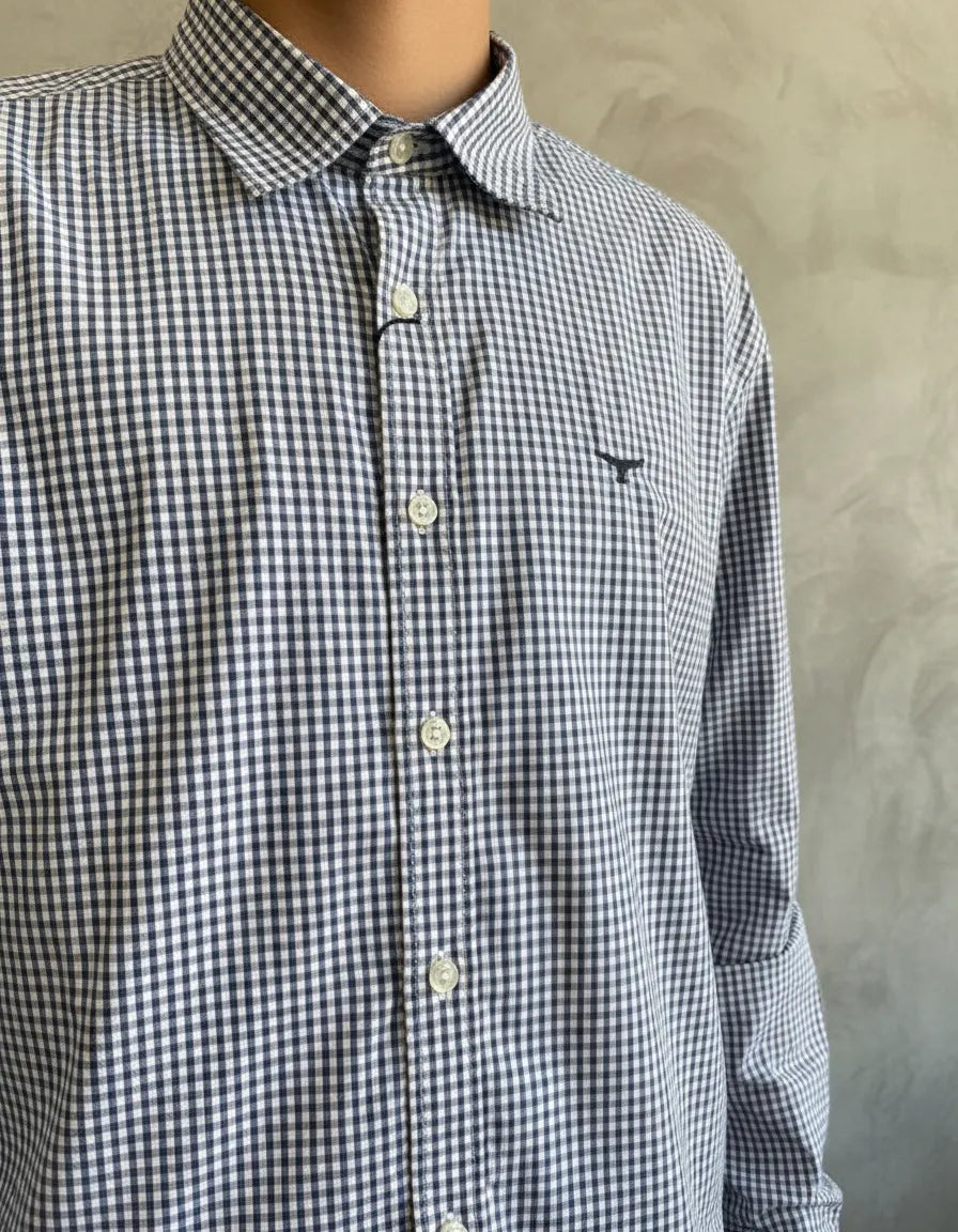 Camisa Social Xadrez Manga Longa Masculina Moiadeiros