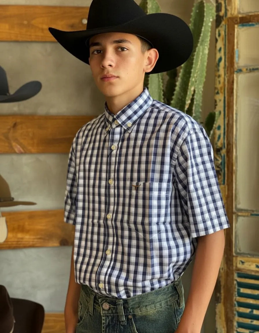 Camisa Social Xadrez Masculina Manga Curta Texas Edition