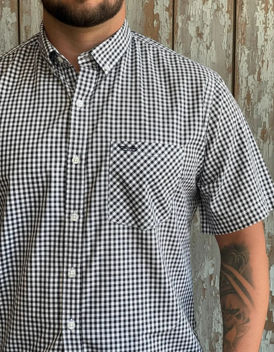 Camisa Social Xadrez Masculina Manga Curta Texas Edition