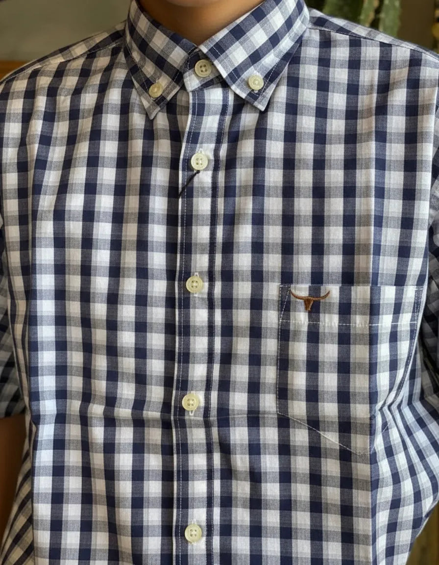 Camisa Social Xadrez Masculina Manga Curta Texas Edition