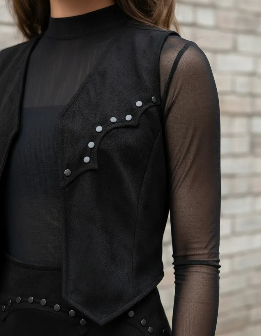 Conjunto Camurçado Stabulos Colete e Saia