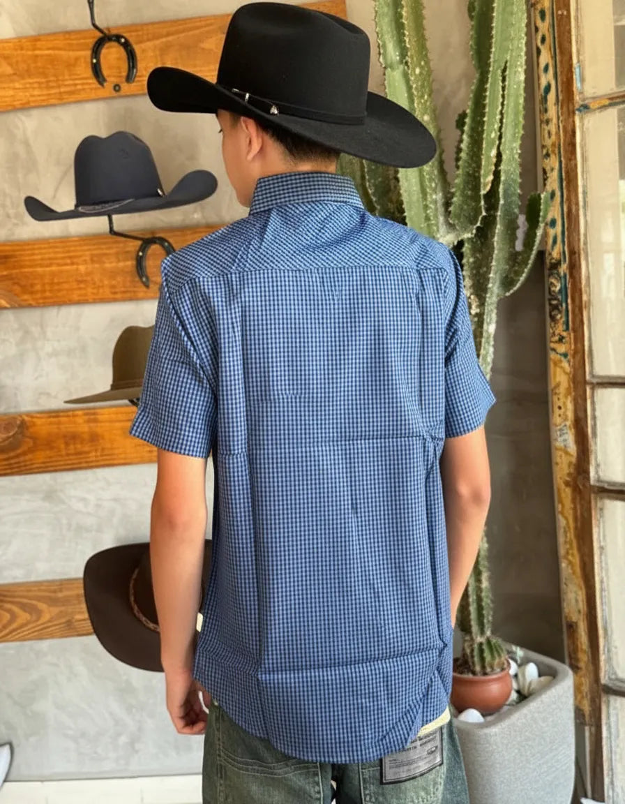 Camisa Social Xadrez Manga Curta Masculina Texas Brasil