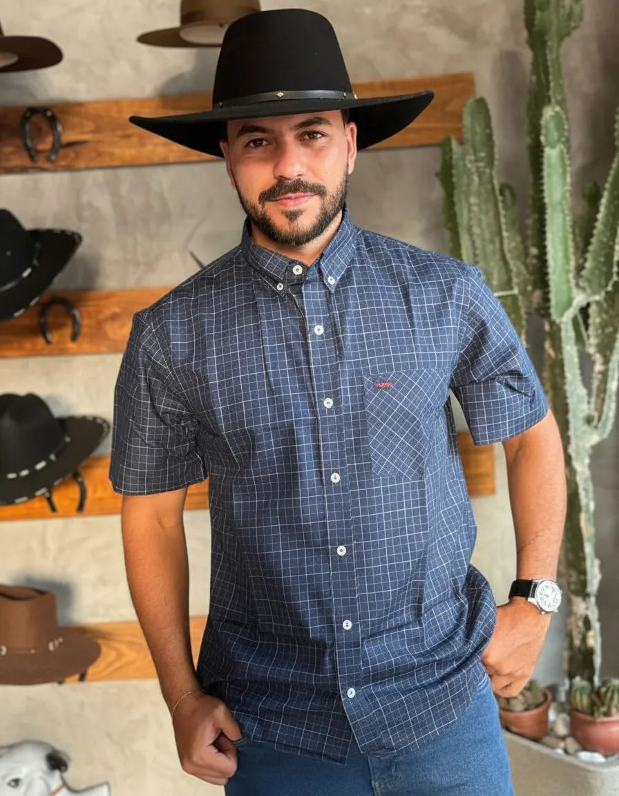Camisa Social Xadrez Masculina Manga Curta Texas Edition