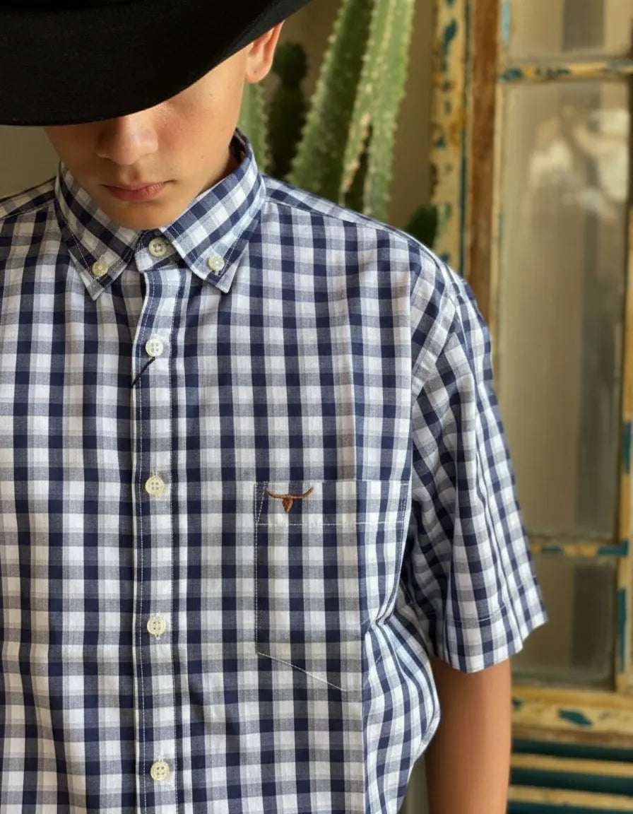 Camisa Social Xadrez Masculina Manga Curta Texas Edition