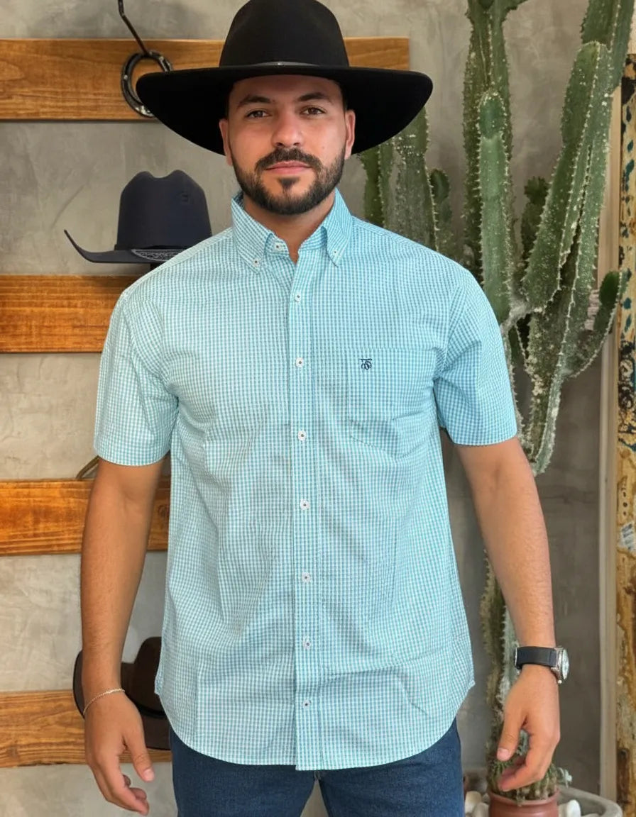 Camisa Social Xadrez Masculina Manga Curta Texas Edition