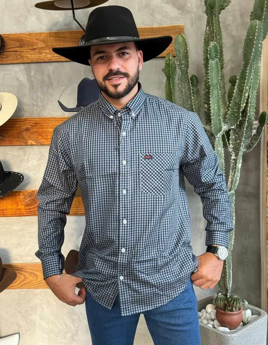 Camisa Social Xadrez Masculina Manga Longa Texas Edition