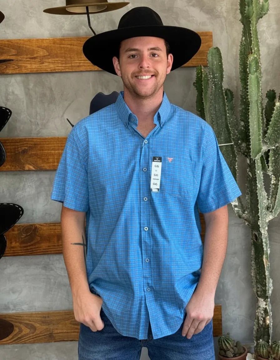 Camisa Social Xadrez Manga Curta Masculina Texas Farm