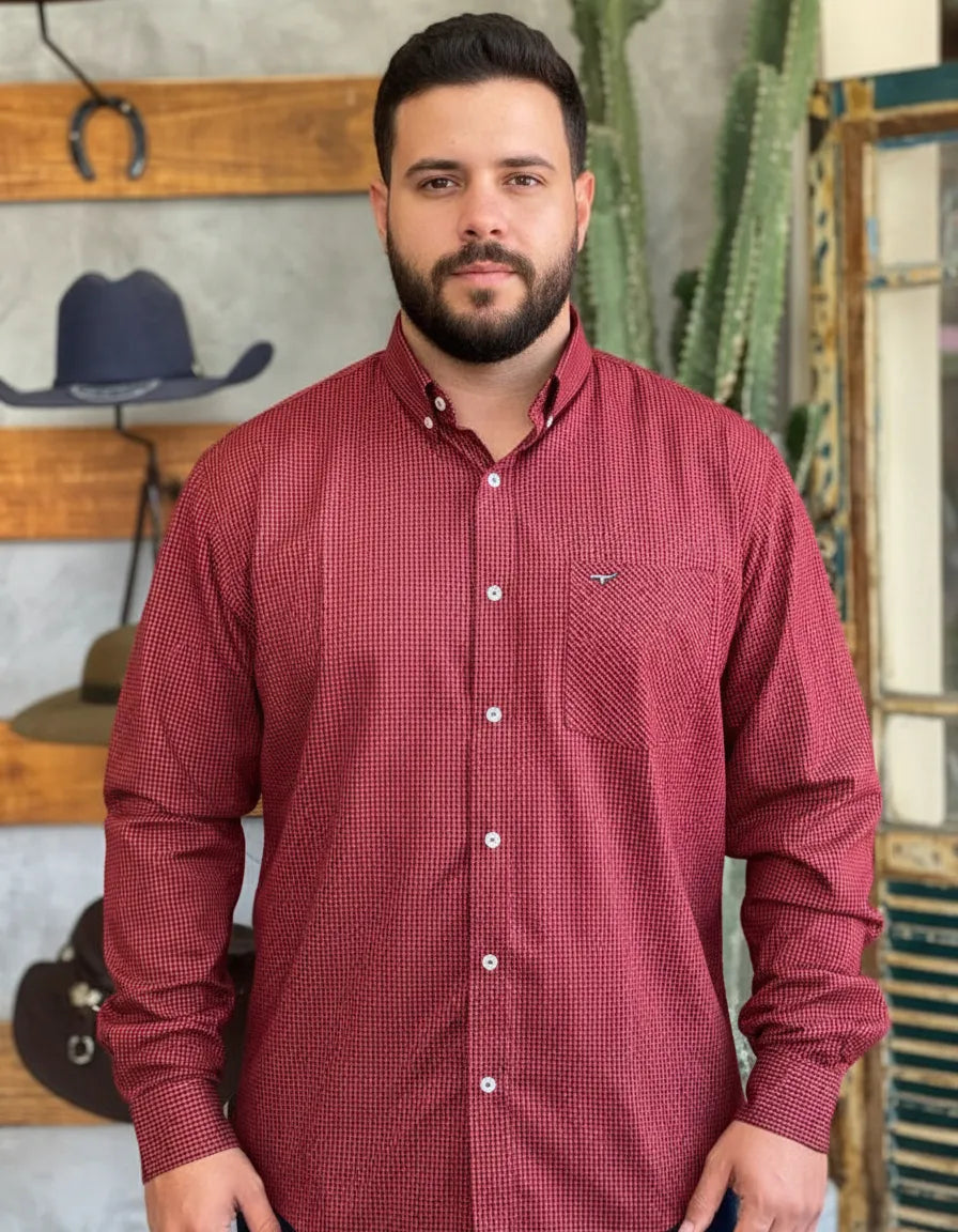 Camisa Social Xadrez Masculina Manga Longa Texas Edition