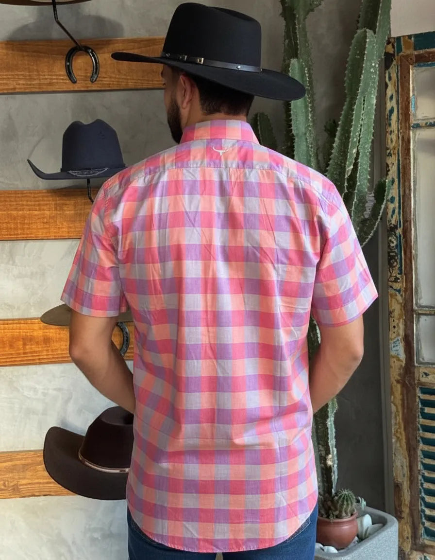 Camisa Social Xadrez Manga Curta Masculina Moiadeiros