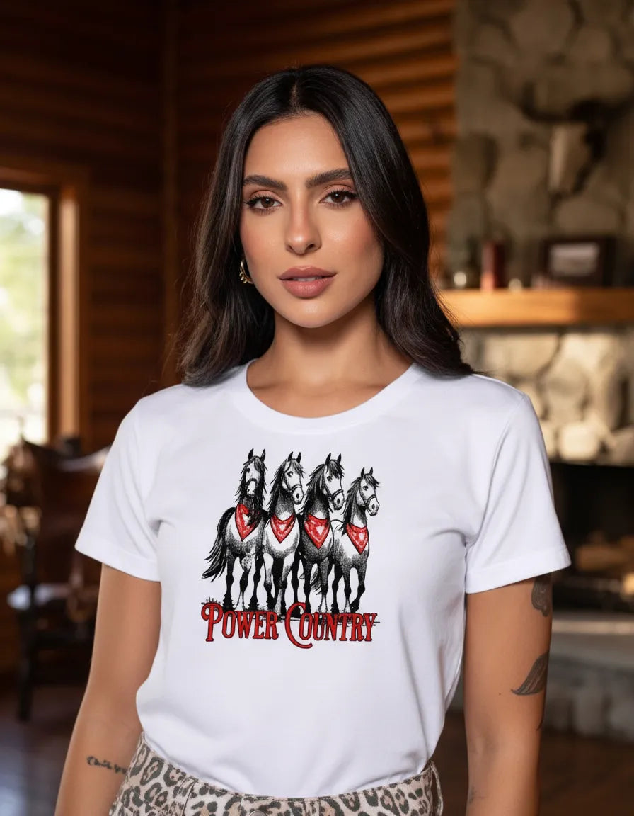 T-Shirt PWC Cavalos Branca