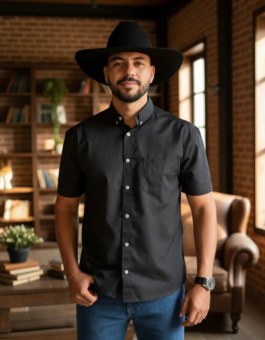 Camisa Social Masculina Manga Curta Country City