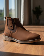 Botina Bretao Marrom Couro Nobuck