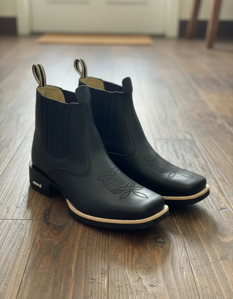 Botina Texana Country Bico Quadrado Couro