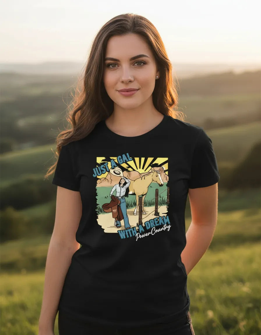 T-Shirt PWC Just A Gal Preta