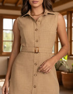 Vestido Alfaiataria Bege Stabulos