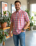 Camisa Social Xadrez Manga Curta Masculina Moiadeiros