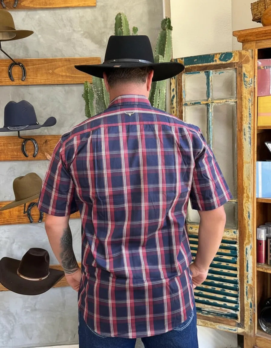 Camisa Social Xadrez Manga Curta Masculina Moiadeiros