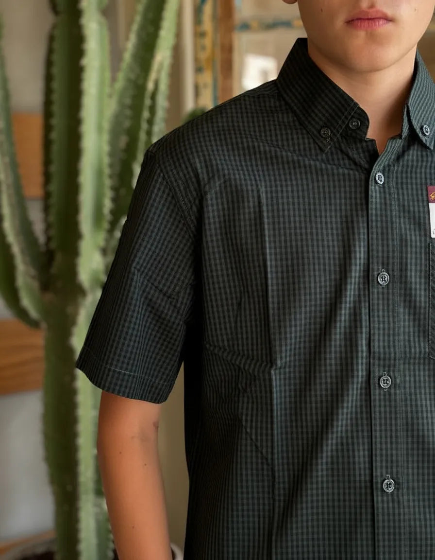 Camisa Social Xadrez Manga Curta Masculina Texas Brasil