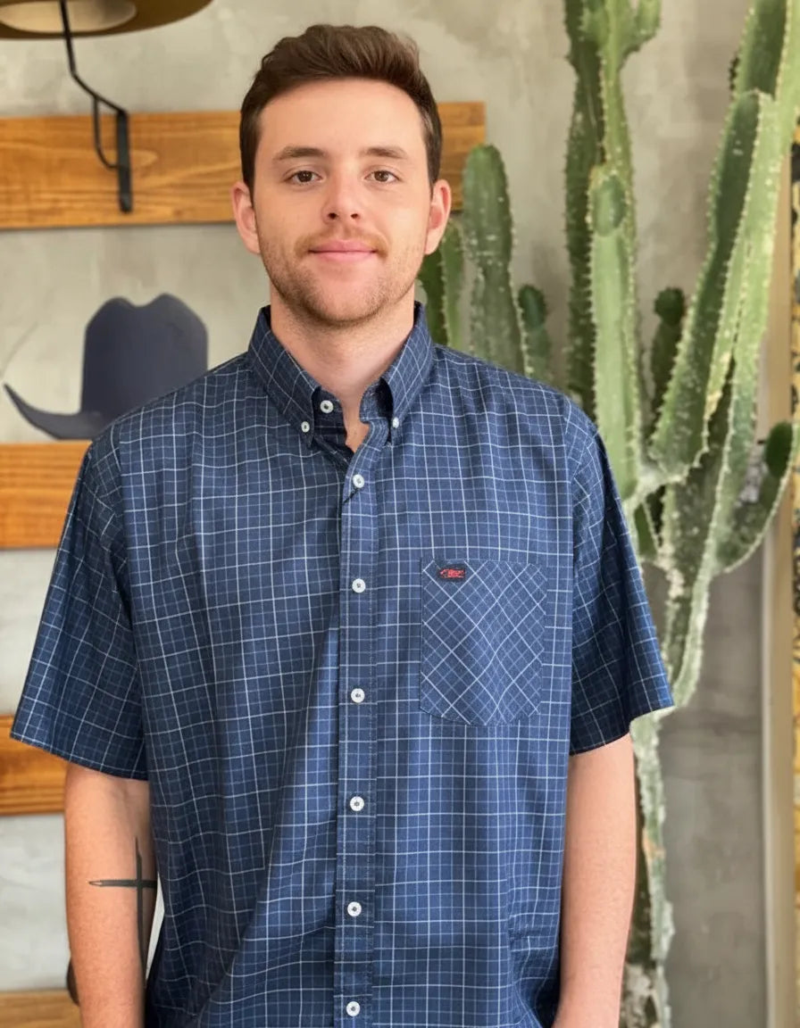 Camisa Social Xadrez Masculina Manga Curta Texas Edition