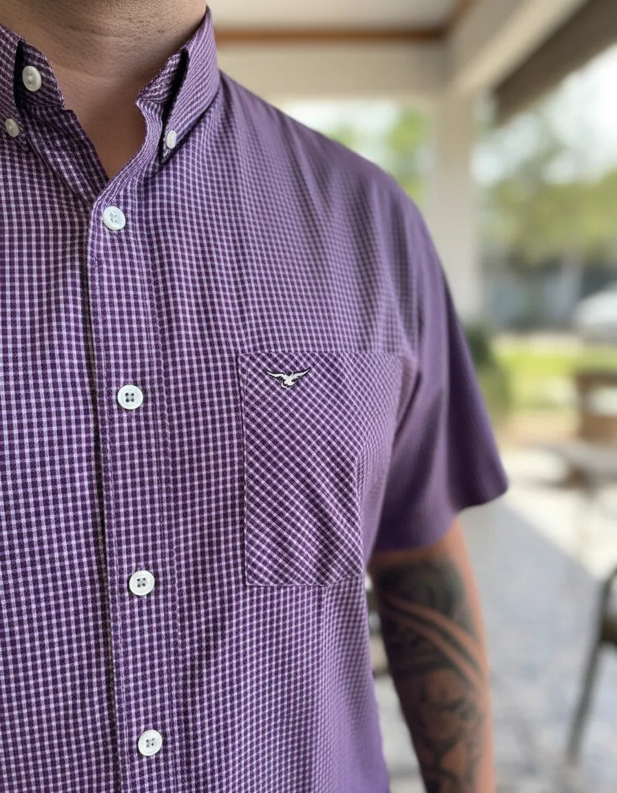 Camisa Social Xadrez Masculina Manga Curta Texas Edition