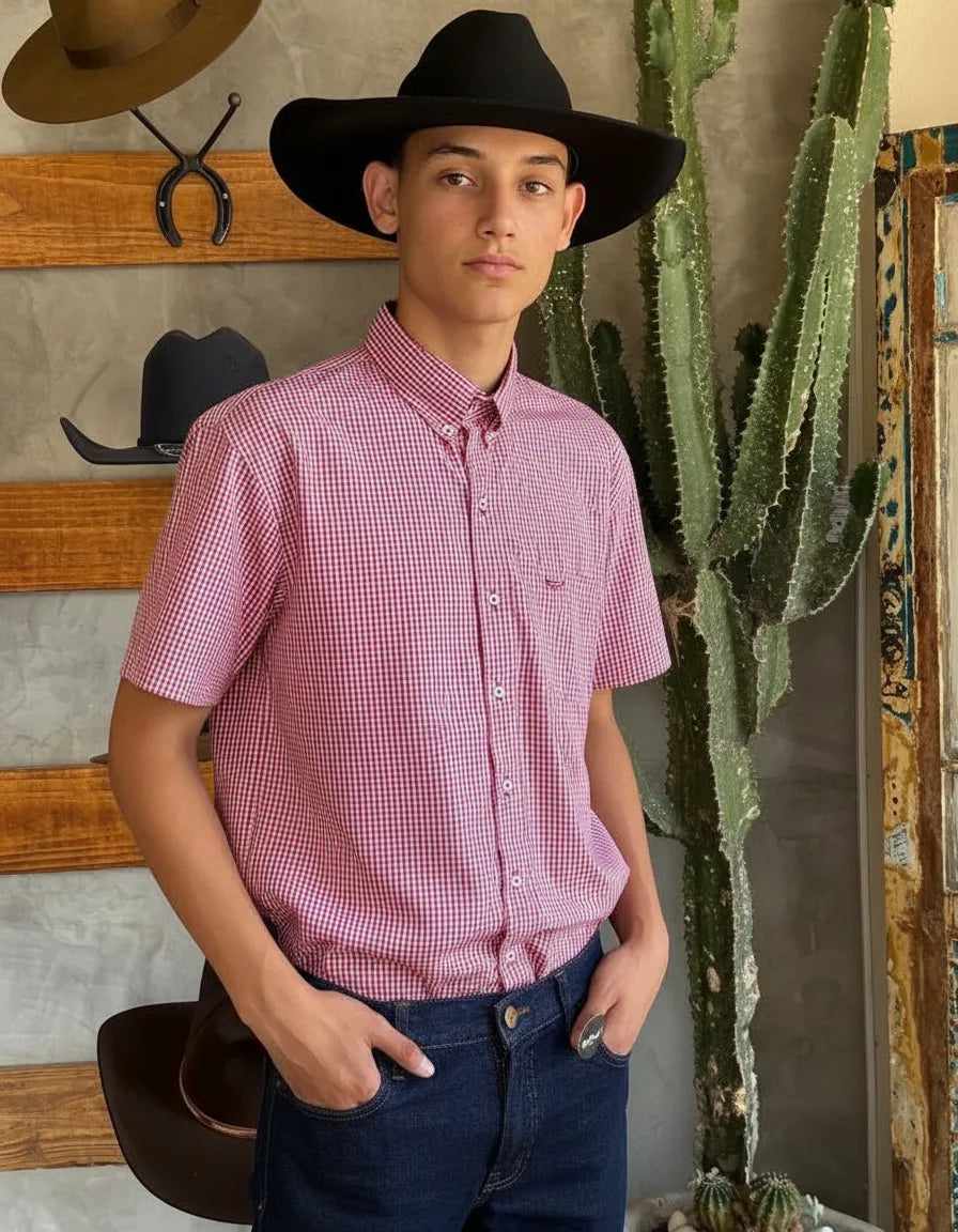 Camisa Social Xadrez Masculina Manga Curta Texas Edition