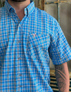 Camisa Social Xadrez Manga Curta Masculina Texas Farm