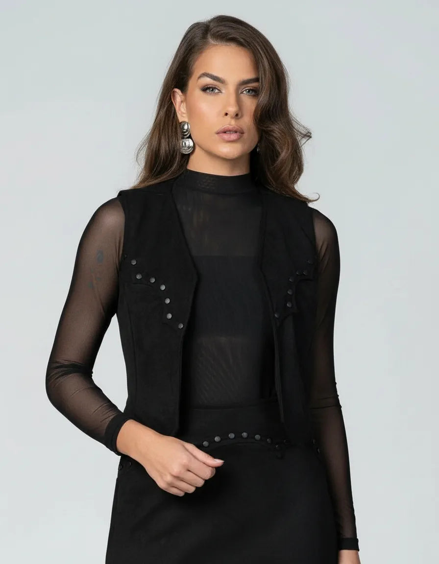 Conjunto Camurçado Stabulos Colete e Saia