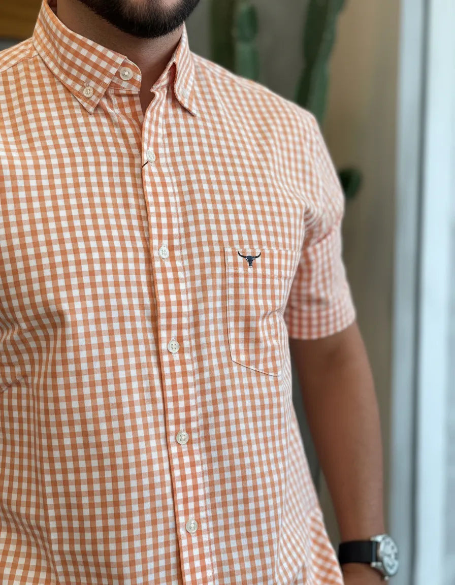 Camisa Social Xadrez Manga Curta Masculina Moiadeiros