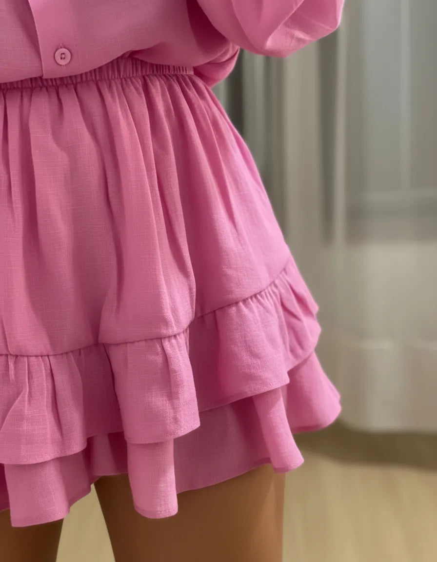 Conjunto Feminino Camisa e Short Saia