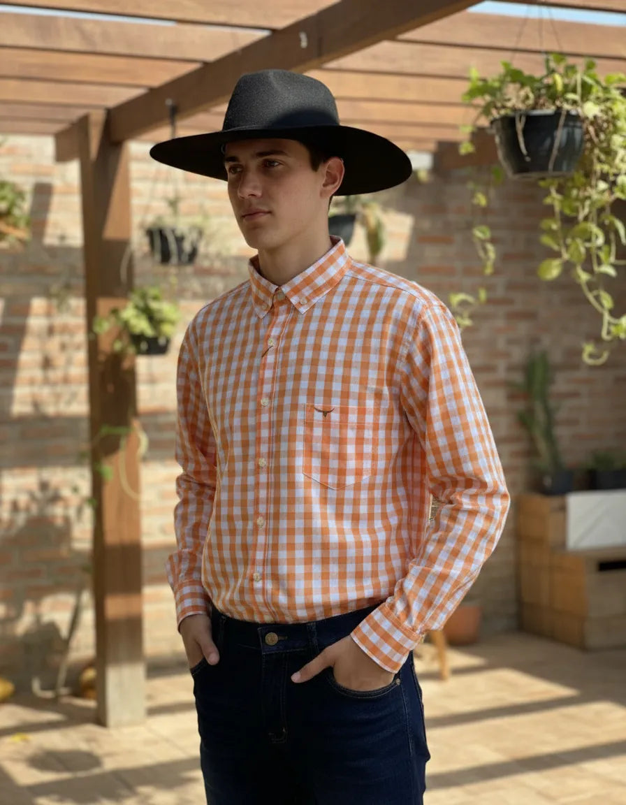 Camisa Social Xadrez Manga Longa Masculina Moiadeiros