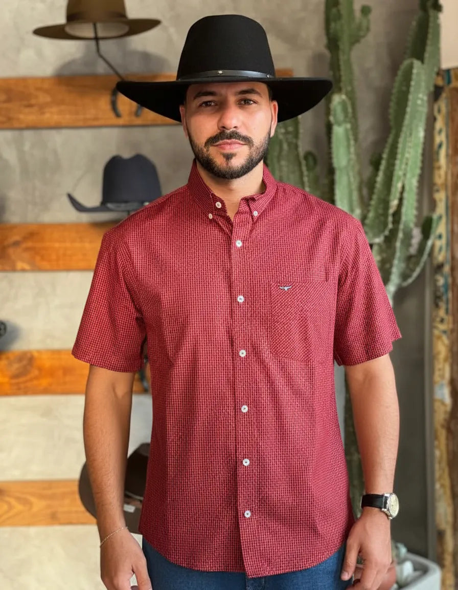 Camisa Social Xadrez Masculina Manga Curta Texas Edition