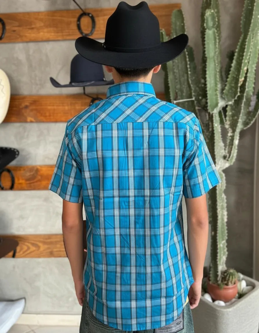 Camisa Social Xadrez Manga Curta Masculina Texas Brasil