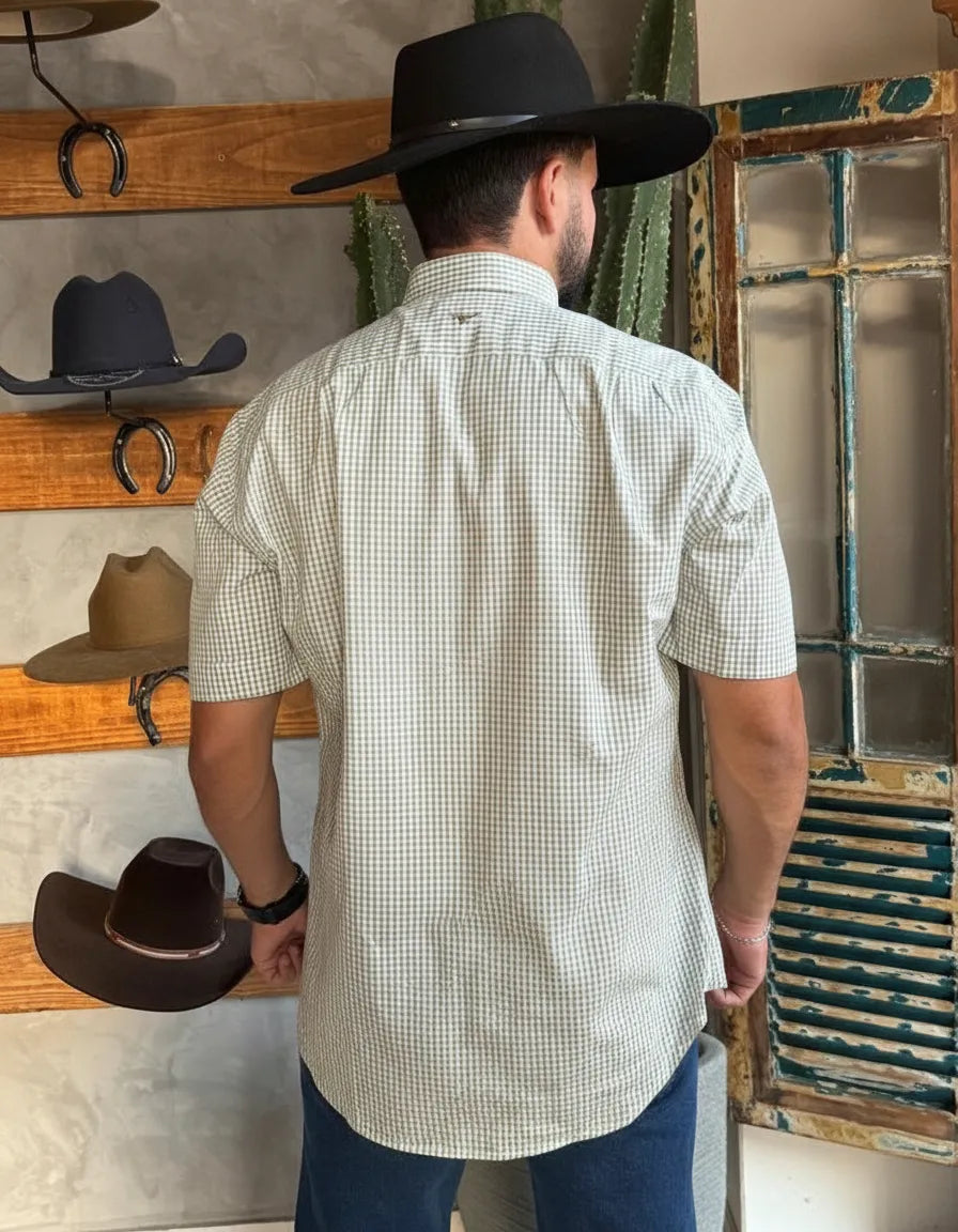 Camisa Social Xadrez Manga Curta Masculina Moiadeiros