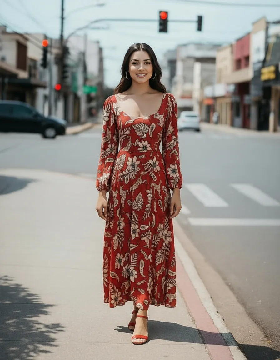 Vestido Longo Feminino Country Buphallos