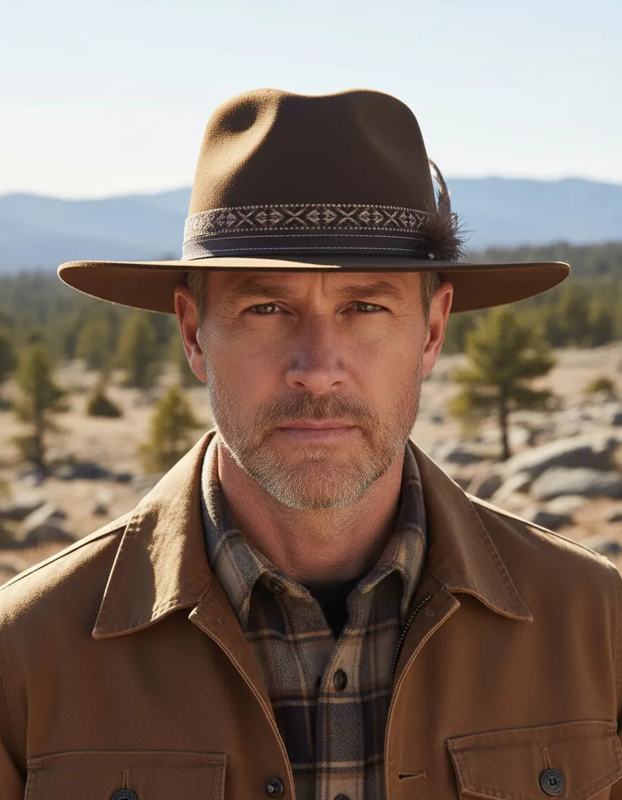 Chapéu Pralana 5x West Aba 8,5 Bandinhas em Couro