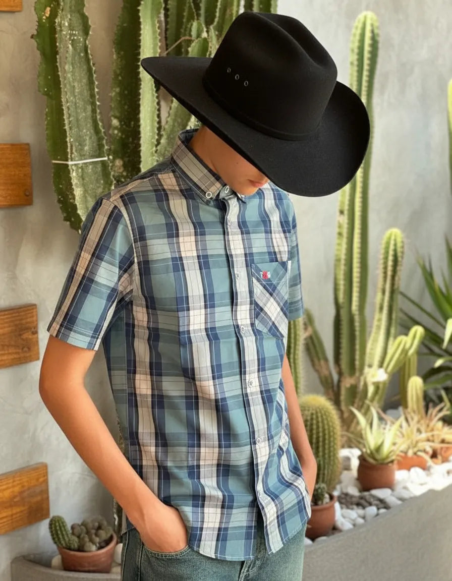 Camisa Social Xadrez Manga Curta Masculina Texas Brasil