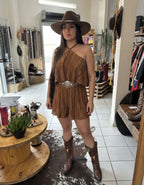 Macaquinho Feminino Plissado em Tecido Duna