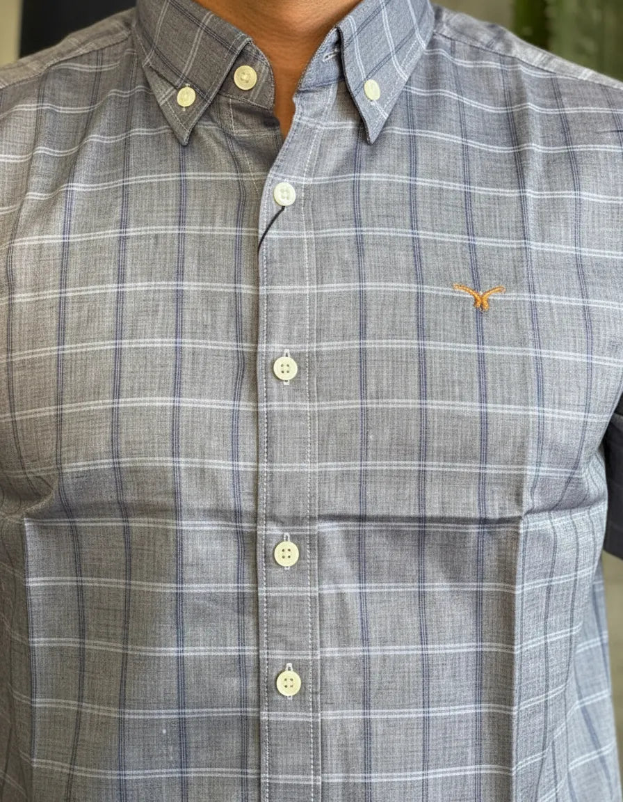 Camisa Social Xadrez Manga Curta Masculina Moiadeiros