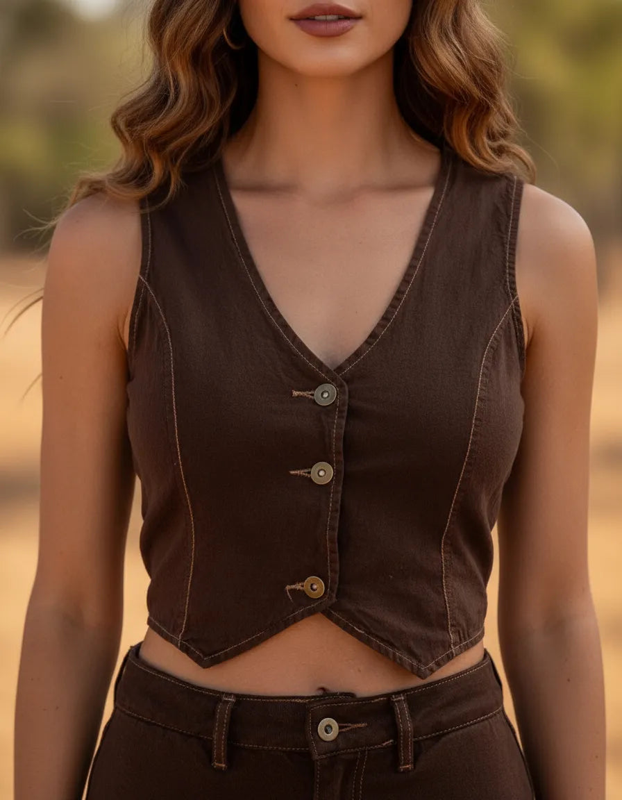 Colete Country Feminino Jeans