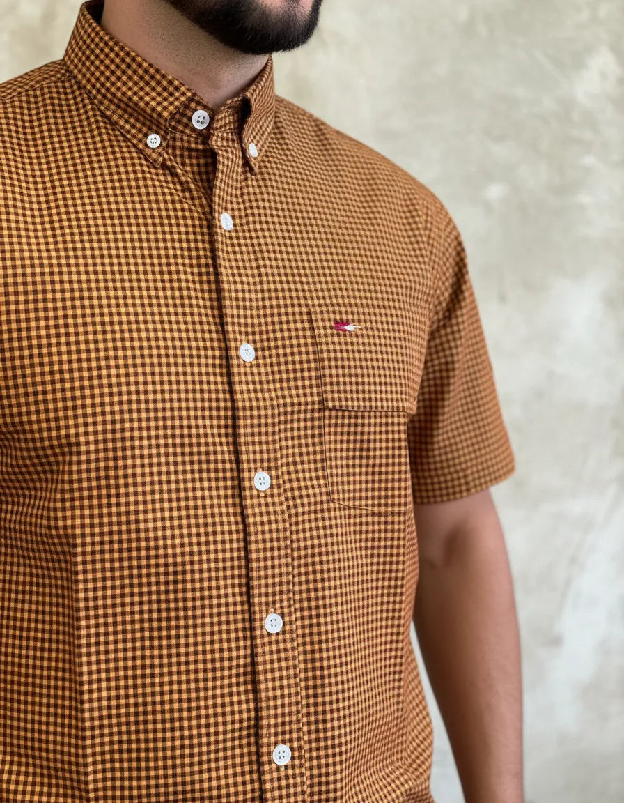 Camisa Social Xadrez Masculina Manga Curta Texas Edition